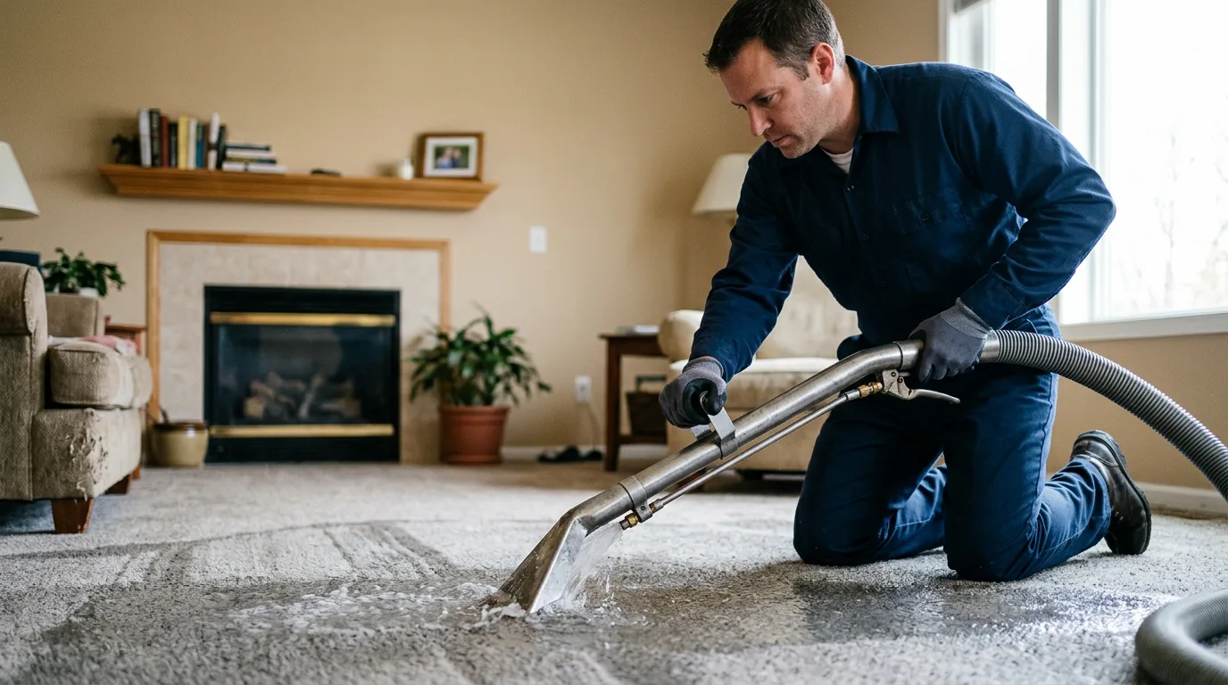 Water damage restoration technician working near Burbank, OH